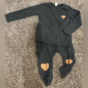 Tucker & Tate Dark grey with gold heart long sleeve/pant set